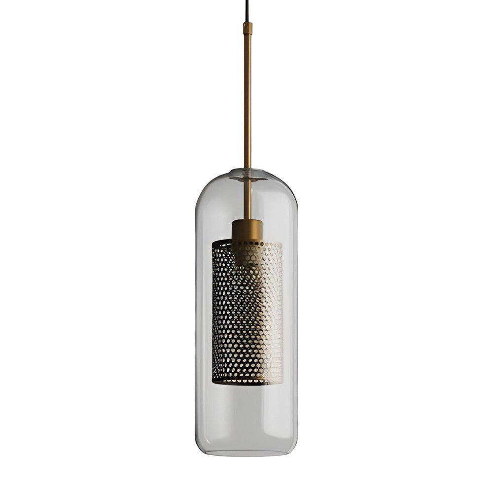 Vintage industrial pendant lamp with round glass and gold – LED pendant light for dining room and living room