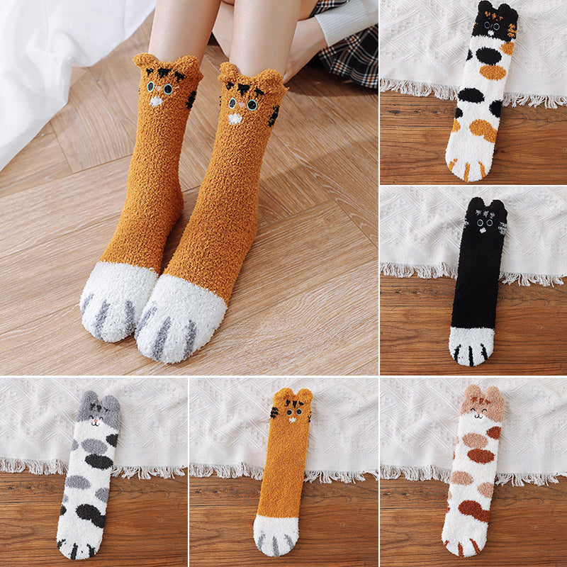 Fuzzy Socks with Cat Paws