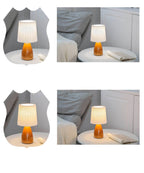 Scandinavian Retro Table Lamp with Pleated Shade and Glass Base