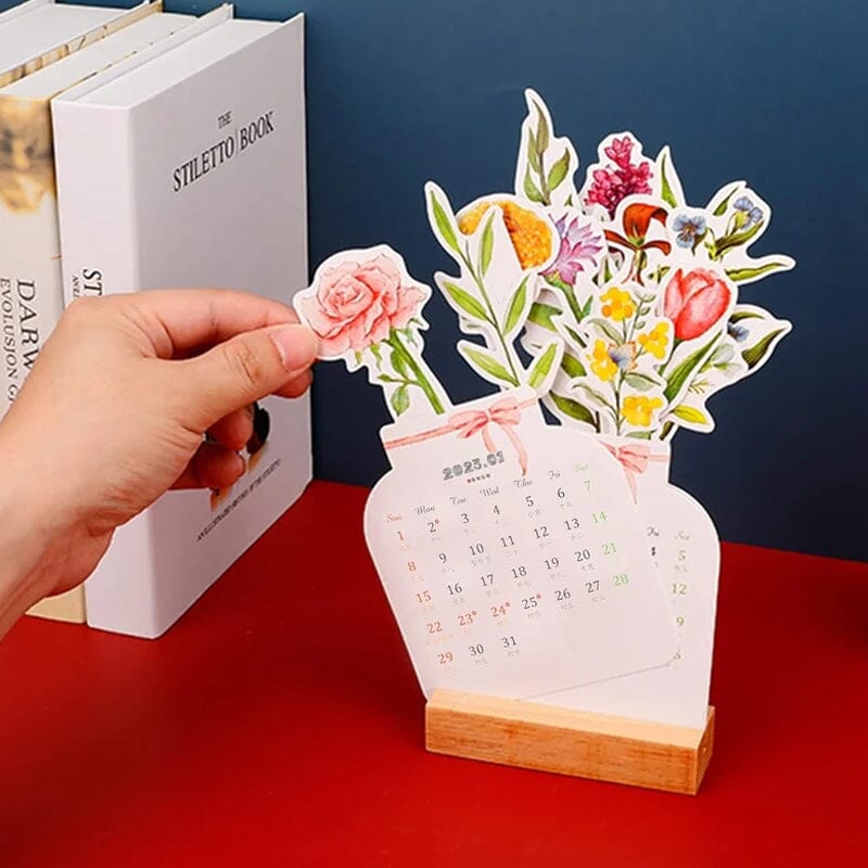 2024 Desk Calendar with Wooden Frame