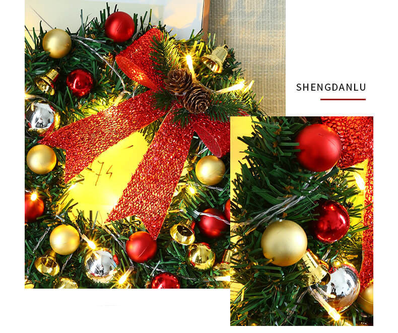 Christmas Wreath Branches Bells Christmas Lights String Decoration Lights