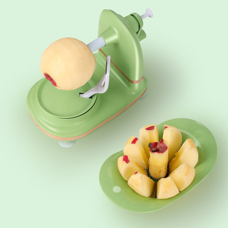 Hand-operated apple peeler