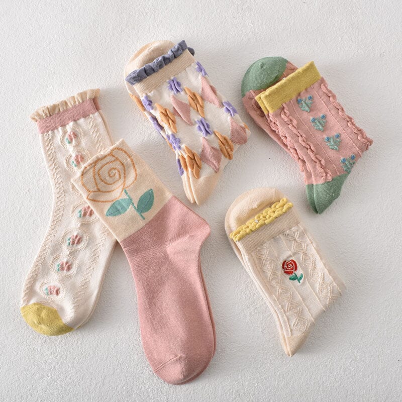 Women's Floral Cotton Socks (10 Pairs)
