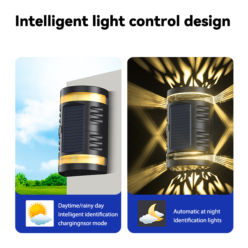 Solar lamp with intelligent light control – outdoor wall light with automatic night detection