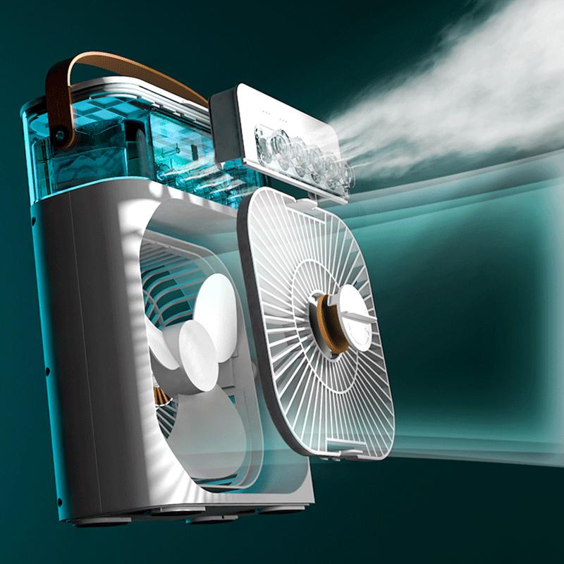 Spray cooling fan with watering can