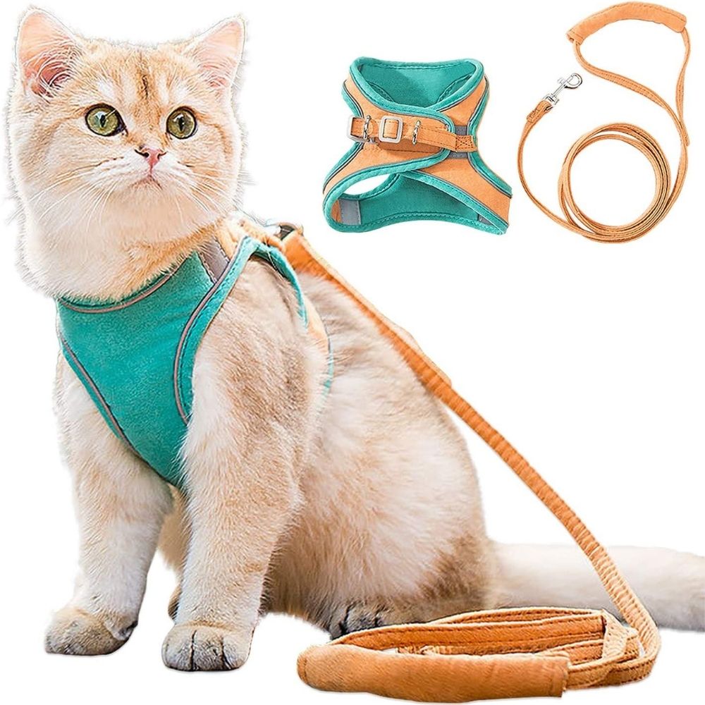 Escape-Safe Cat Harness and Leash Set – Adjustable, Comfortable, Breathable Fabric for Safe Outdoor Adventures