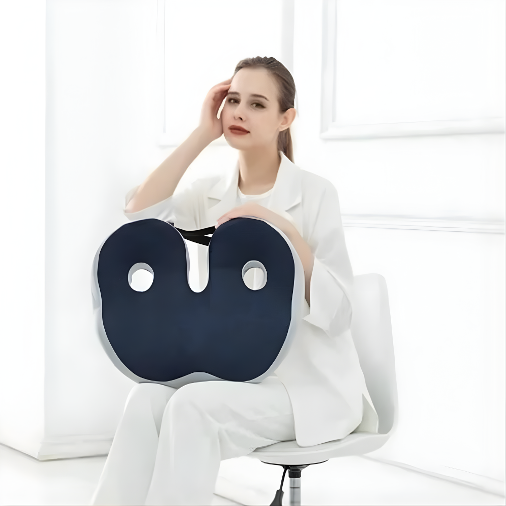 Adjustable Memory Foam Seat Cushion with Breathable Cover and Non-Slip Base