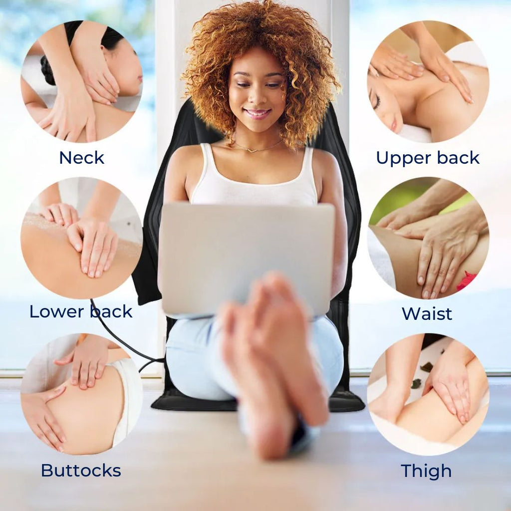 RelaxPulse | Massage Chair Pad – Heated Vibration Seat Cushion – Adjustable Lumbar Support – for Home, Office & Car Use
