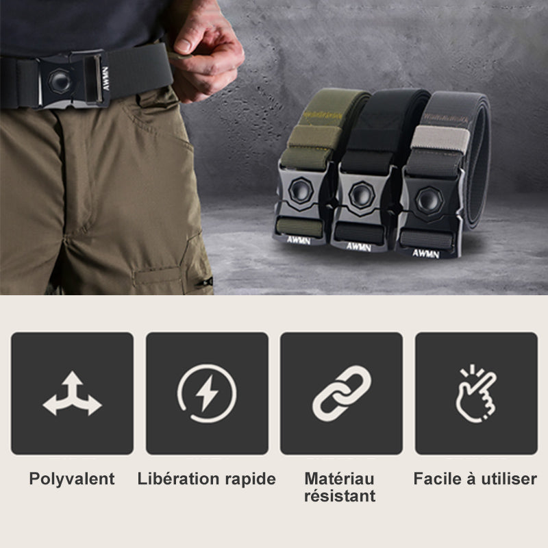 Tactical belt with automatic buckle