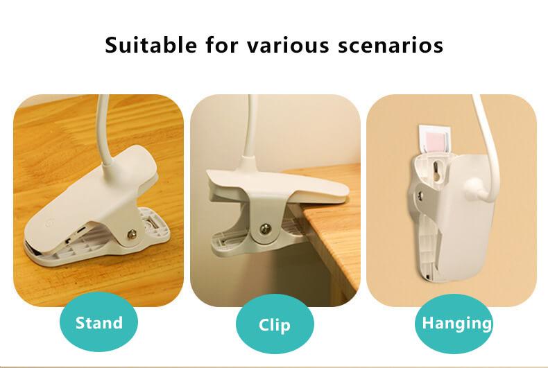 Simple LED Clip Desk Lamp rechargeable Eye Protection Night Light