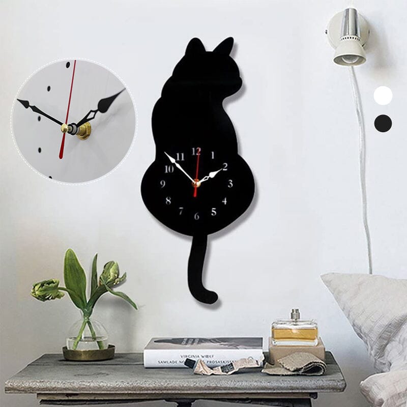 Nordic Cat Wobble-Tail Wall Clock