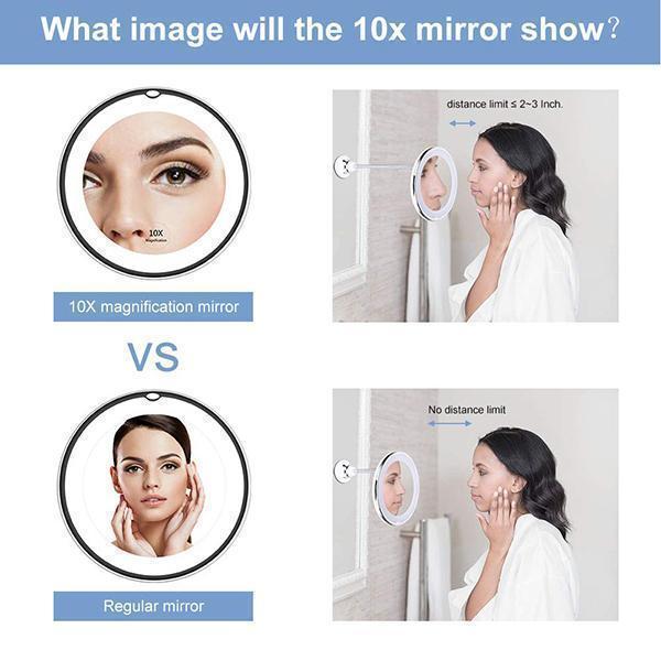10x magnification LED illuminated makeup mirror