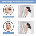 10x magnification LED illuminated makeup mirror