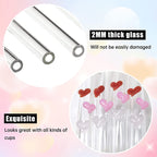 6 PCS Reusable Stained Glass Straws with Cleaning Brush
