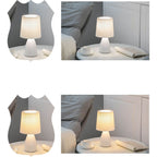 Scandinavian Retro Table Lamp with Pleated Shade and Glass Base