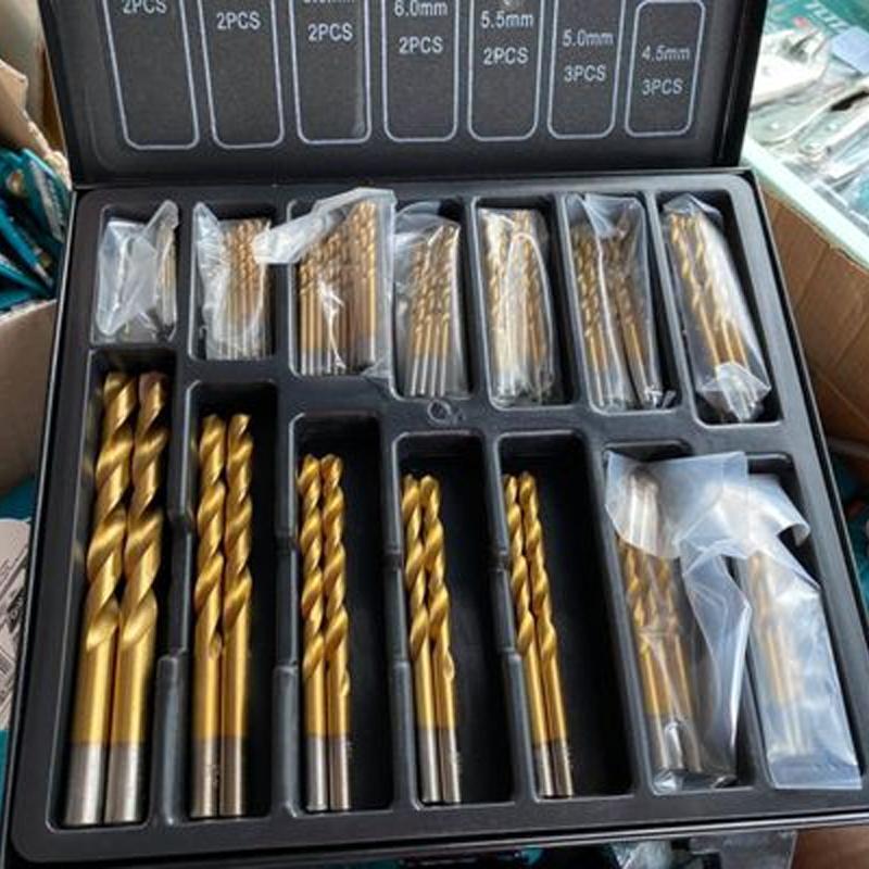 Steel titanium-coated twist drill (99 pieces)