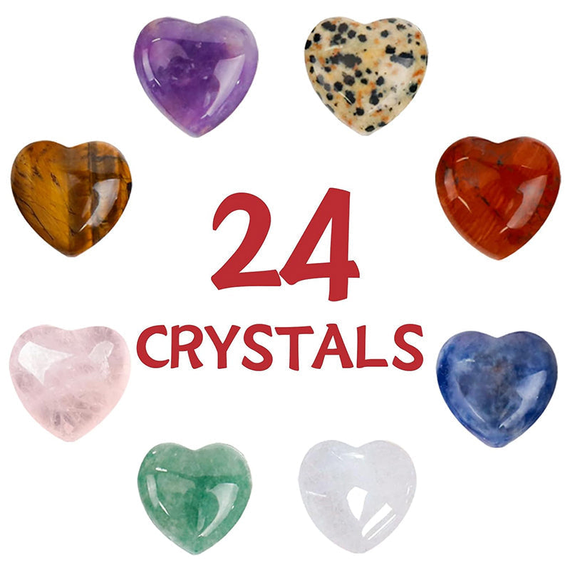 24-pack Valentine's Day cards with heart-shaped crystals