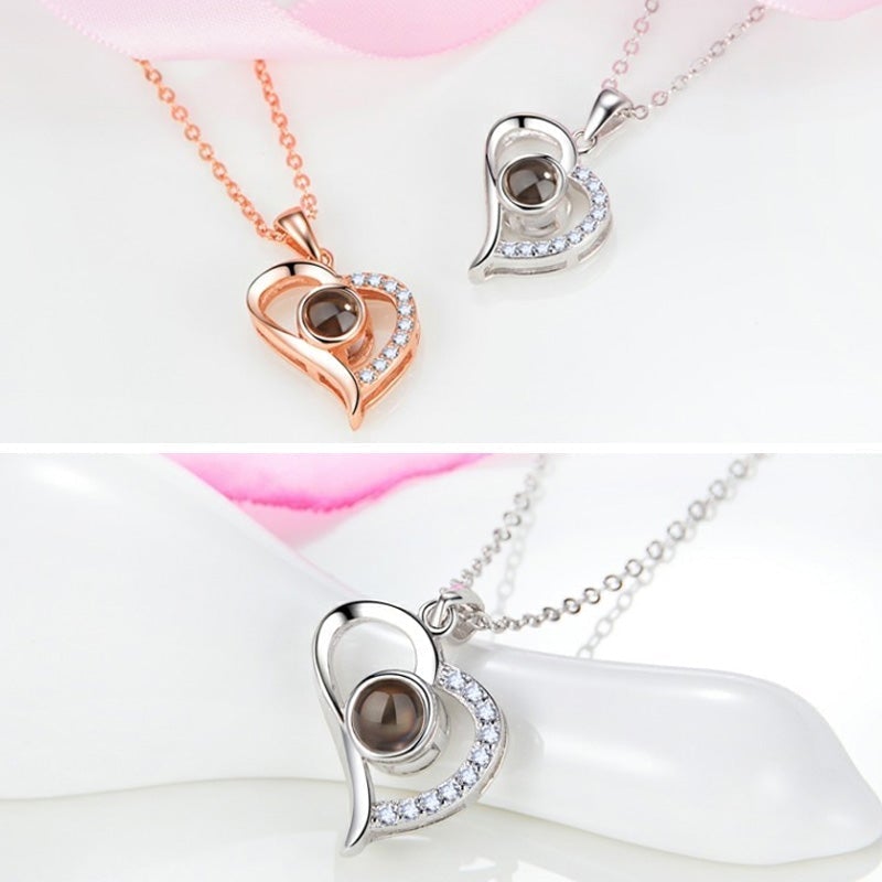 Love Projection Heart Necklace (I love you in 100 languages)
