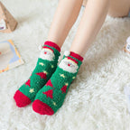 4 Pairs Christmas-themed Coral Fleece Soft Warm Socks