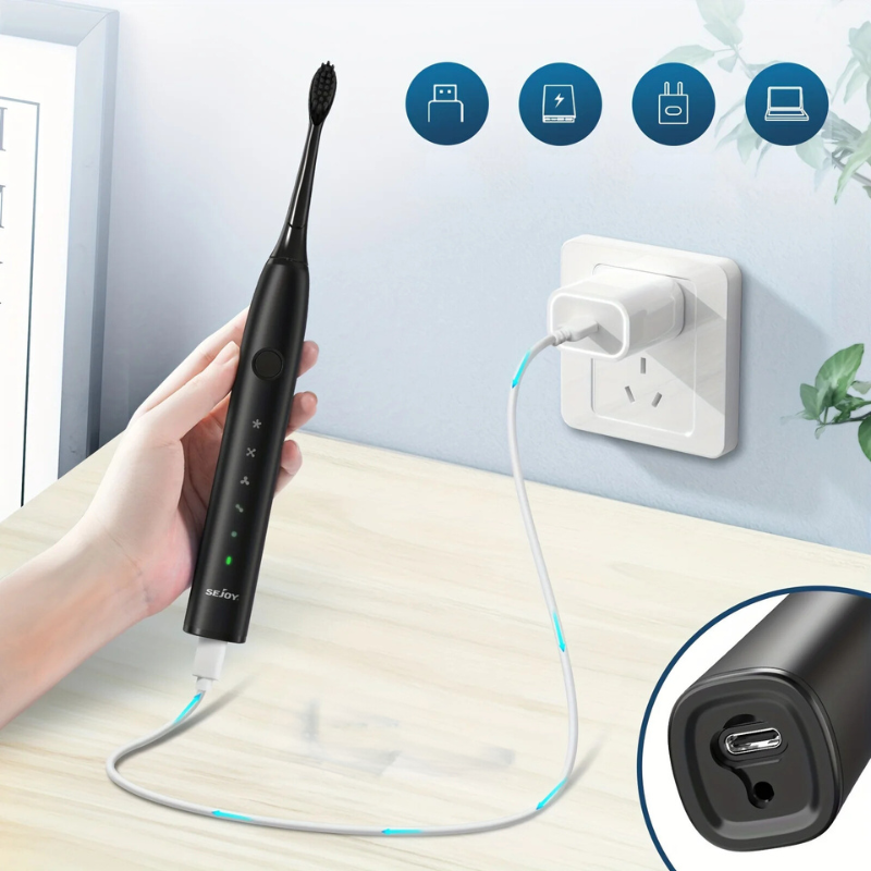 GlowSmile Sonic Toothbrush – Rechargeable with 5 Modes and 8 Brush Heads