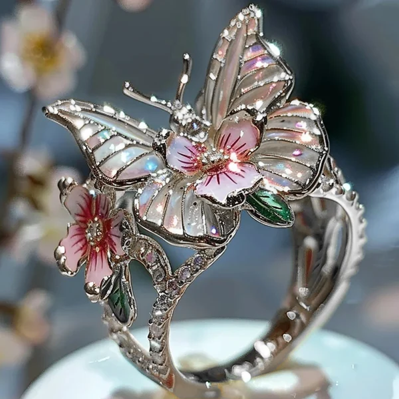 Butterfly flower ring