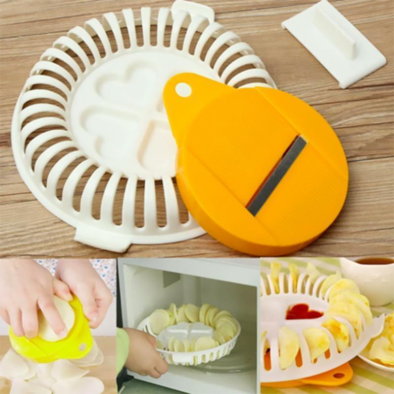 Microwave oven baked potato chips