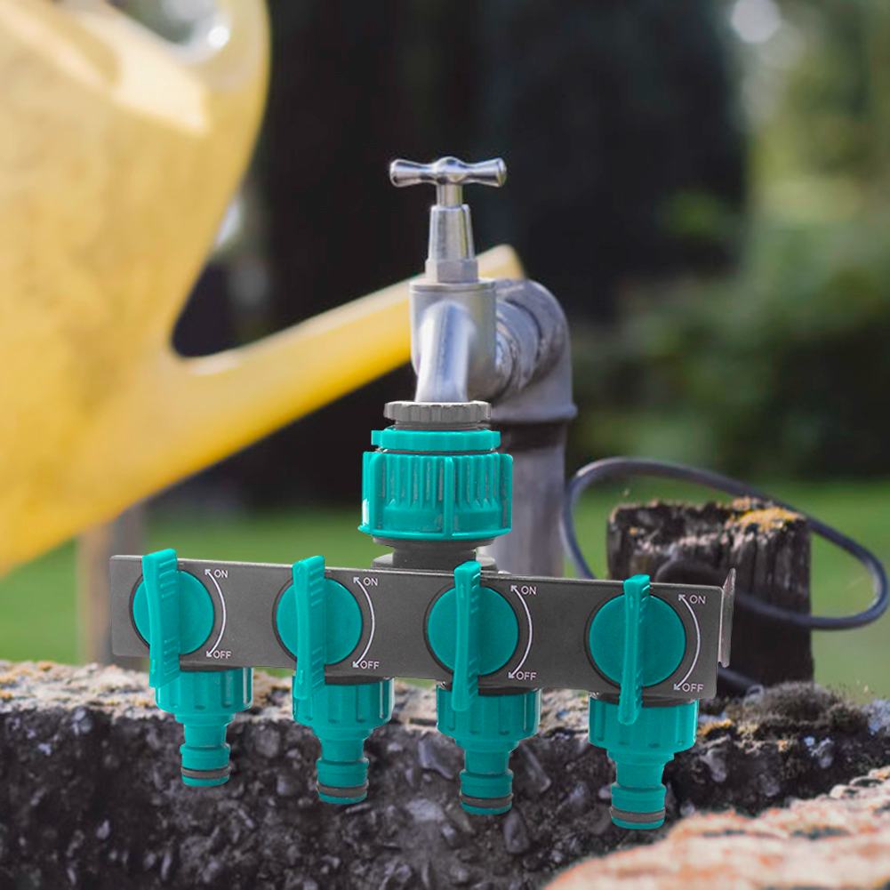 Universal 4-way garden hose splitter – Adjustable faucet splitter