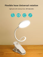 Simple LED Clip Desk Lamp rechargeable Eye Protection Night Light
