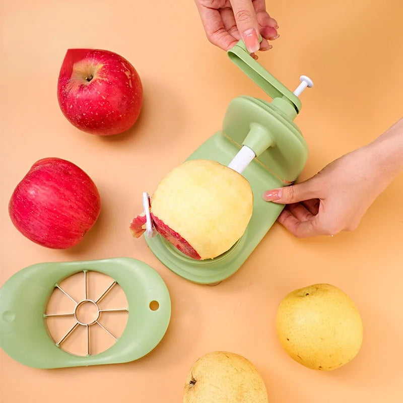 Hand-operated apple peeler