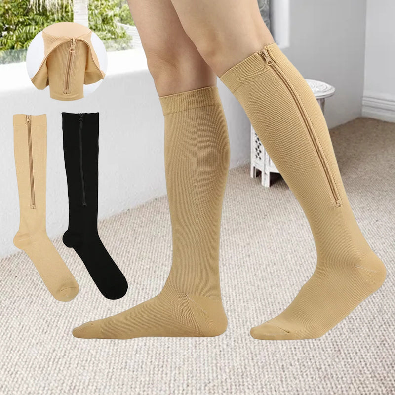 Elastic Compression Socks with Zipper