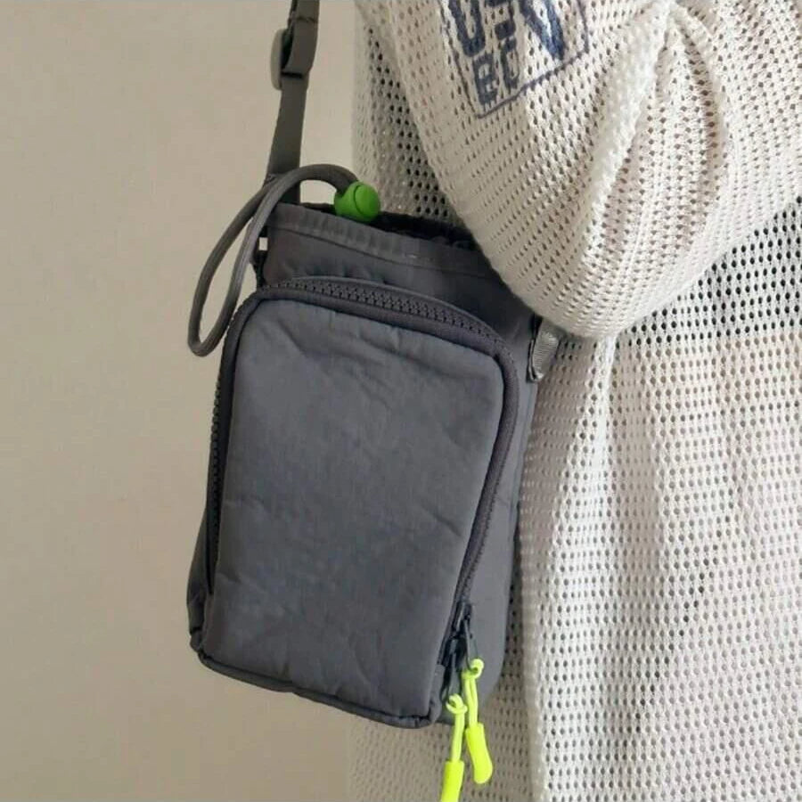 Water-Resistant Crossbody Water Bottle Bag with Front Pocket