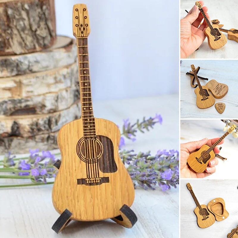 Wooden box for acoustic guitar accessories
