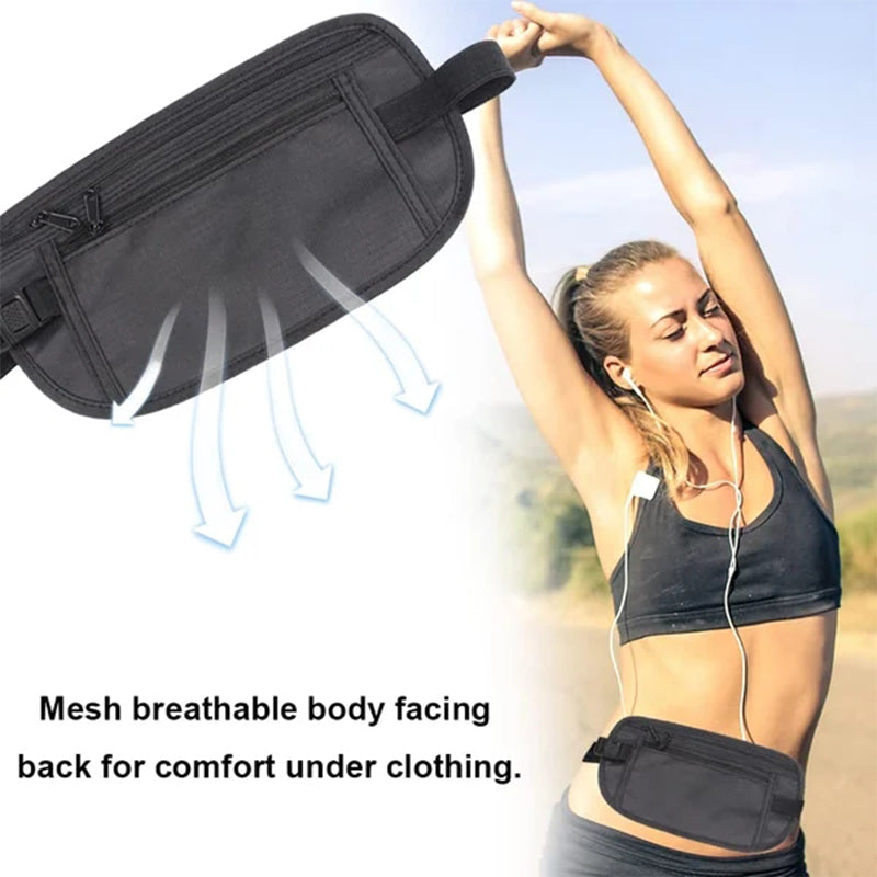 Sport Hip Bag Adjustable with Zipper Pockets