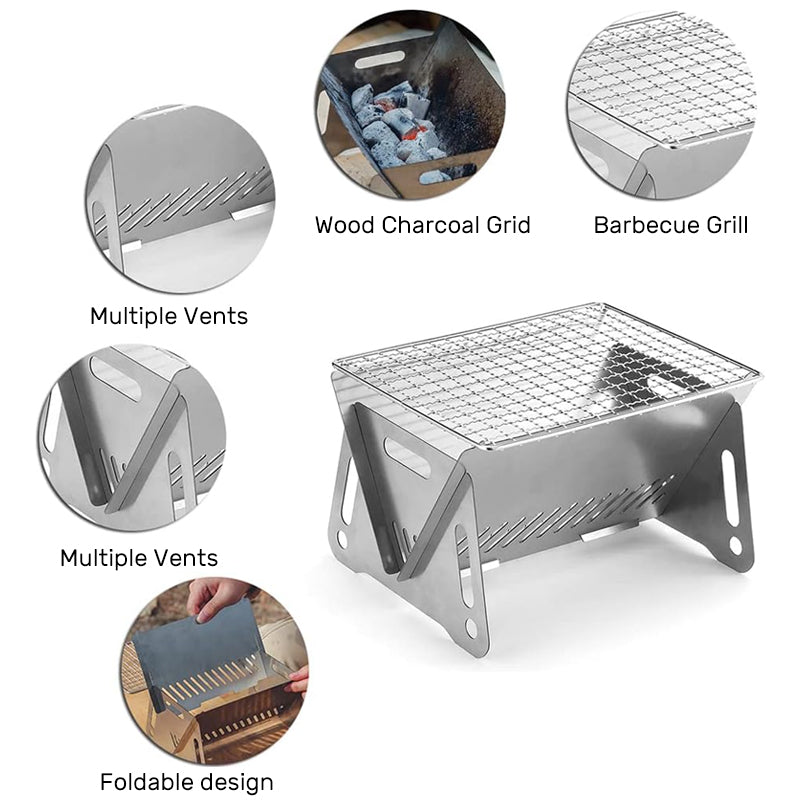 Stainless steel foldable grill
