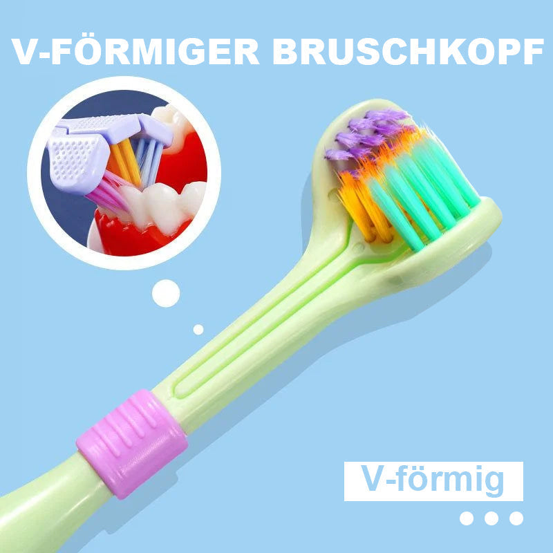 Three-sided soft hair toothbrush