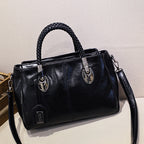 New handbags made of oil wax leather Boston, large tote bag made of soft leather