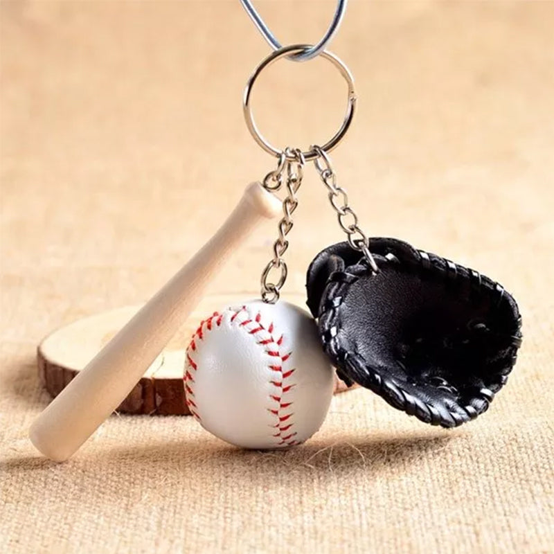 Mini Baseball Glove Set Charm Keychain