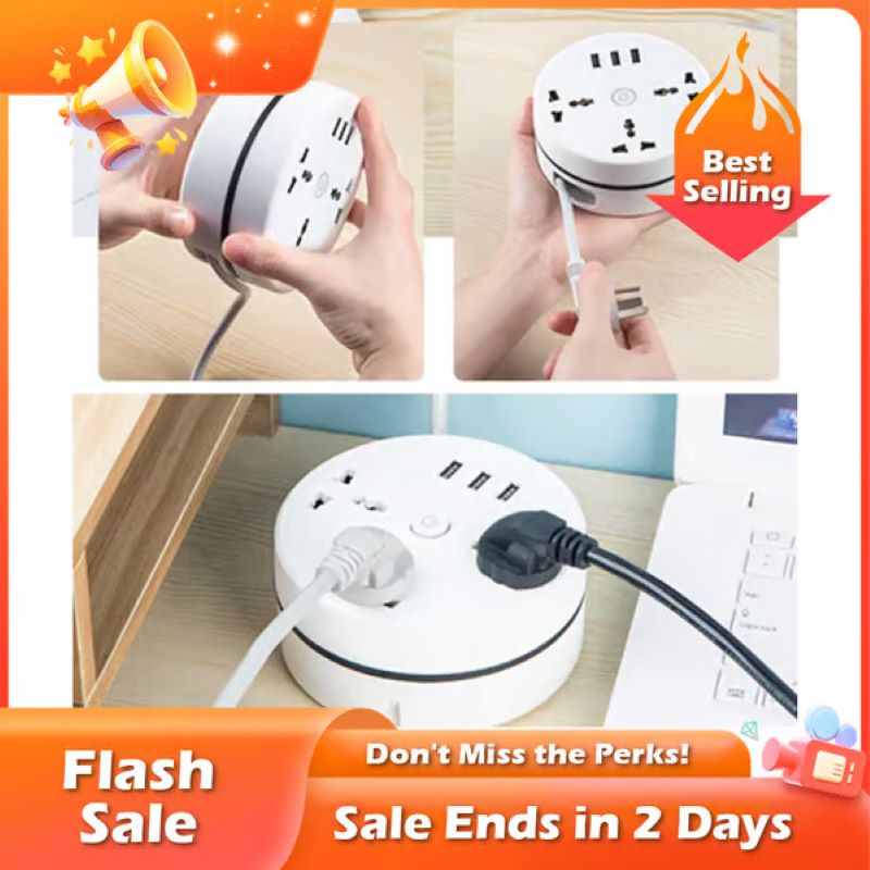 Universal storage round power strip