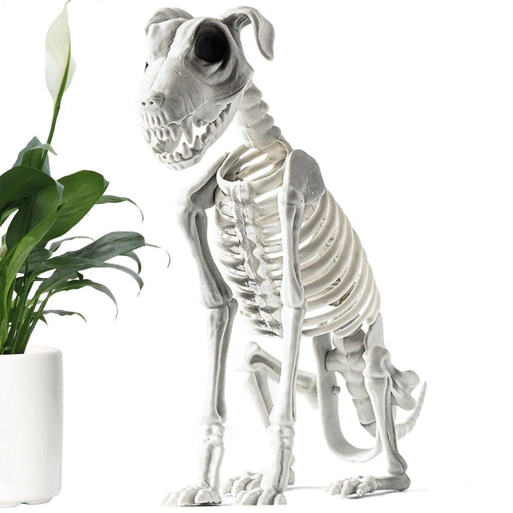 Spooky Skeleton Dog Halloween Decor Statue