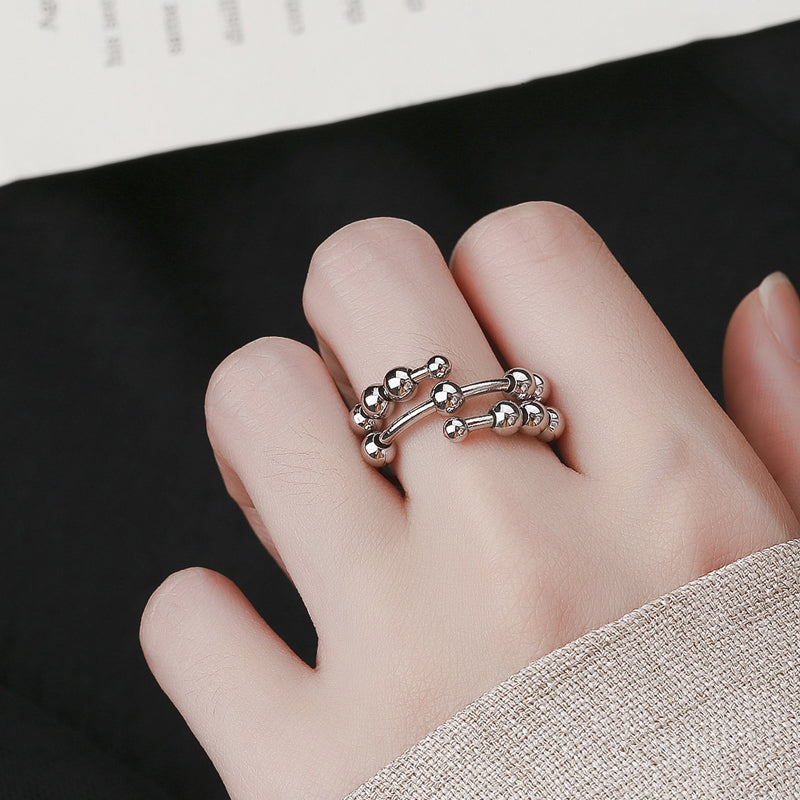 Distribute Your Fear Circle Beads Fidget Ring