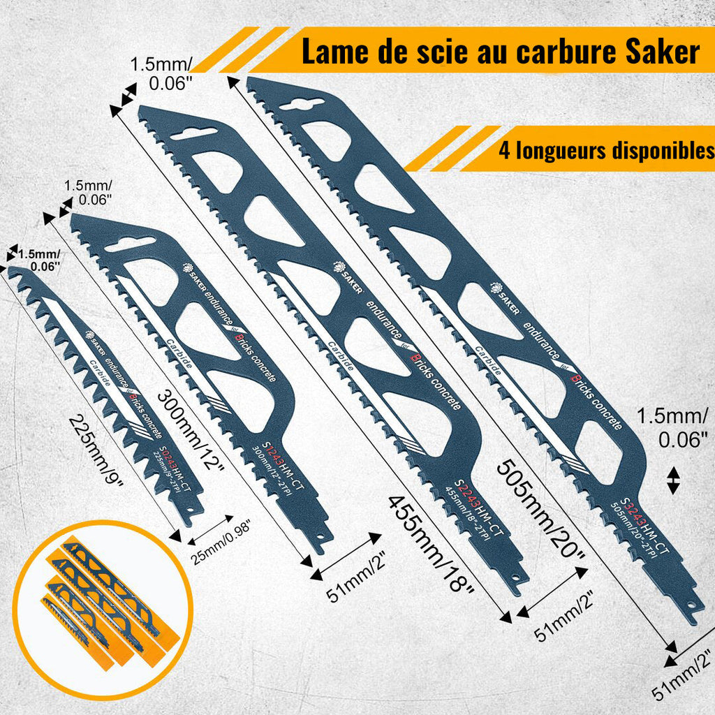Saker alternative saw blade for cutting wood, porous concrete, bricks