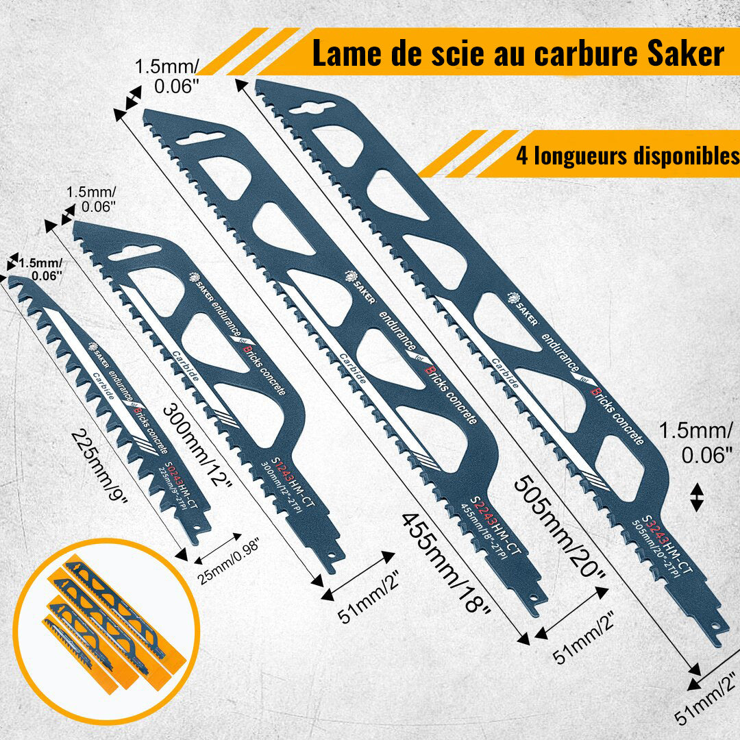 Saker alternative saw blade for cutting wood, porous concrete, bricks
