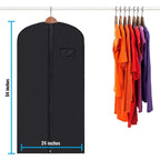 5 Premium Garment Bags - With Clear Window, Water-Resistant - 40"/54" inches