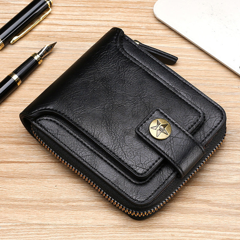 Men's New Short Fashion Multi-Cards Horizontal Zipper Wallet
