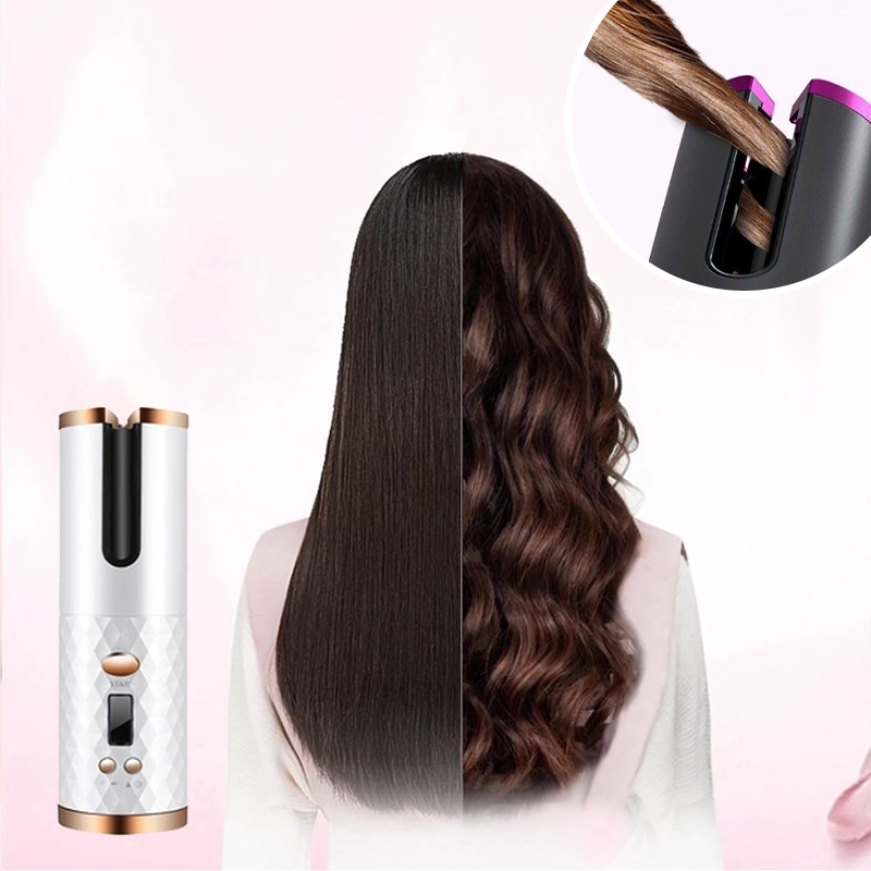 Cordless automatic rotating curling iron