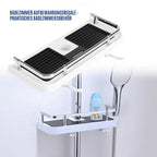 Shower rod storage shelf