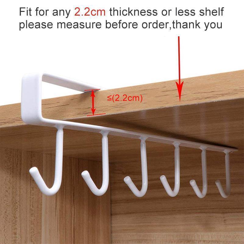 6 Hook Under-Cabinet Hanging Shelf