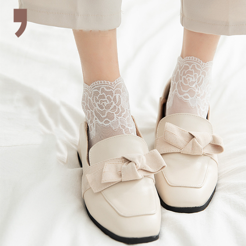 Non-slip lace socks for women