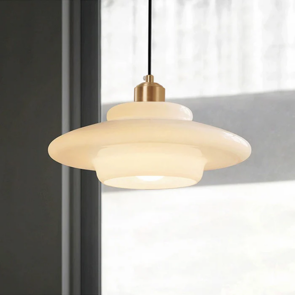 White Glass Pendant Lamp for Dining Room and Kitchen