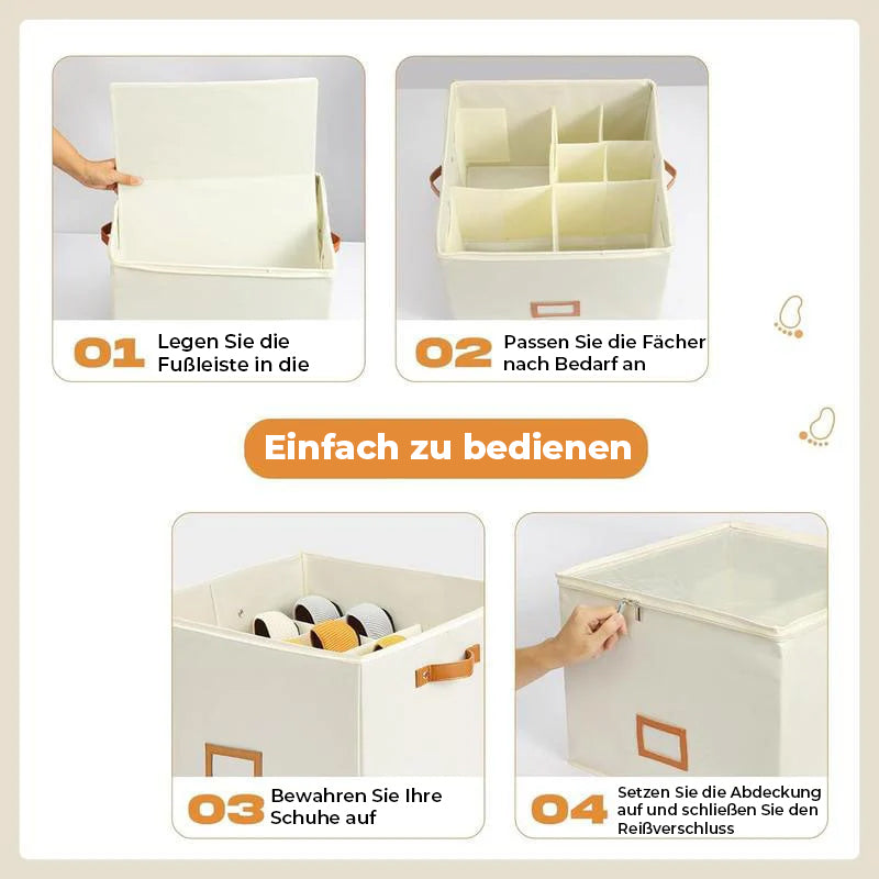 Collapsible Shoe Organizer Box with Transparent Lid and Dividers